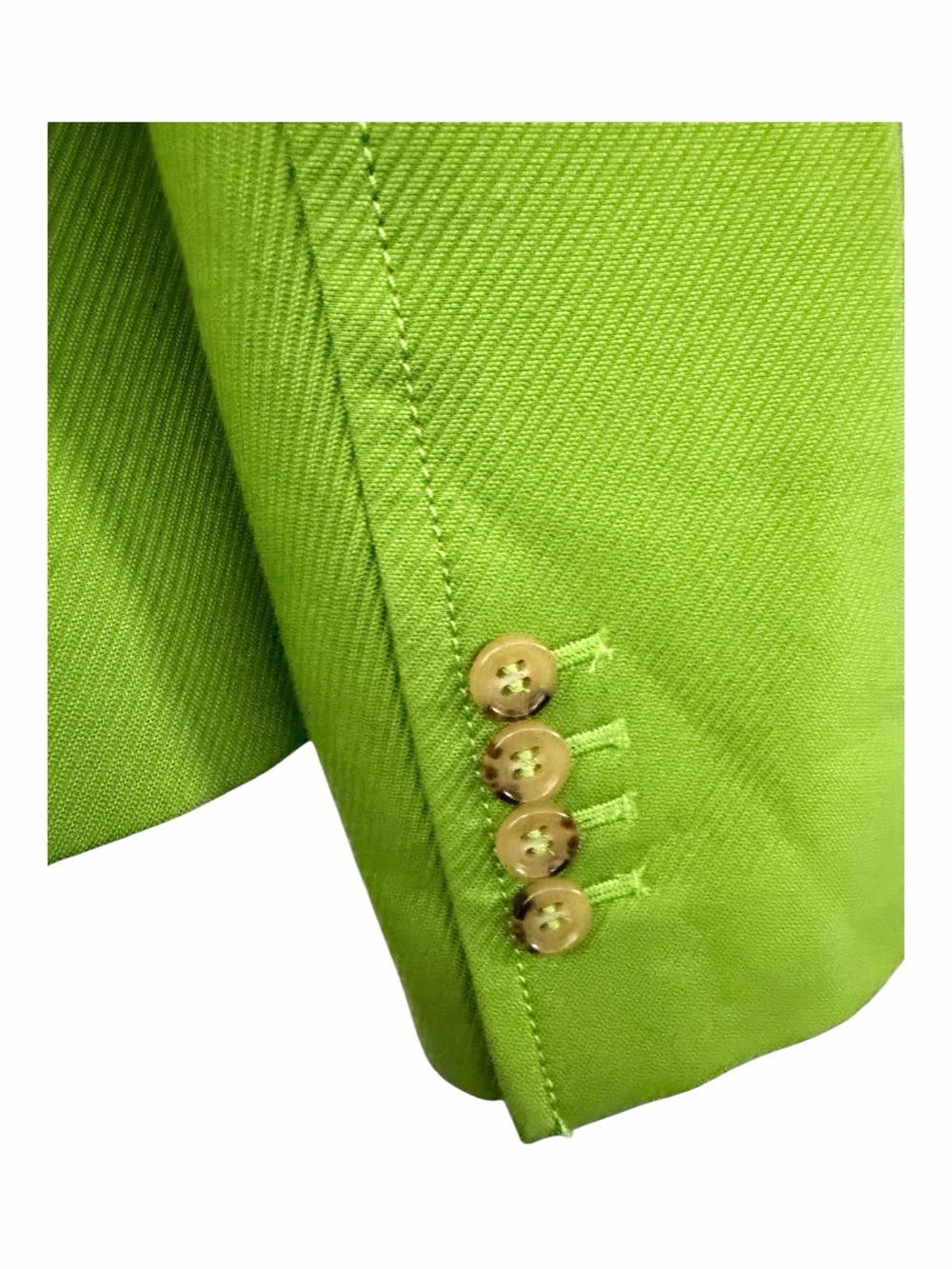 Talbots Lime/Apple Green 100% Cotton Blazer Size 8 Two Button Tailored Jacket - Picture 4 of 14